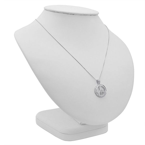 Diamond Peace Sign Pendant in Sterling Silver - Picture 3 of 5
